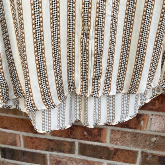 Zara   NEW Ivory Chain Houndstooth Striped Print Satin Button Down Top Blo… - Picture 3 of 13